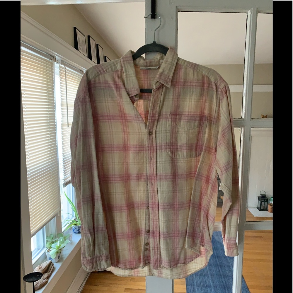 Pink & Cream Flannel Button Up Shirt
